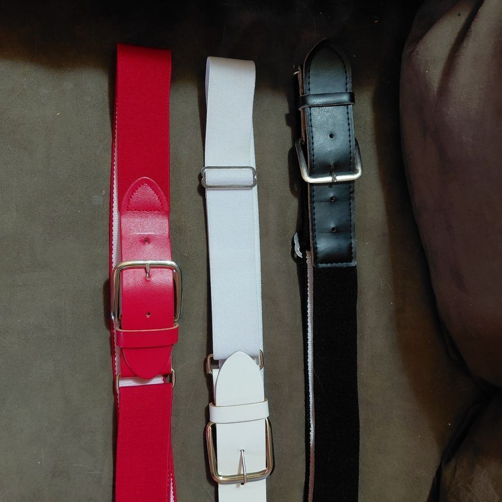 Set of Red, White, and Black Elastic/Stretch Belts